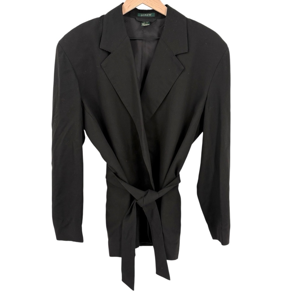 J.‎ Crew Wool Blend Tie Belt Wrap Style Blazer Jacket Black Size 8